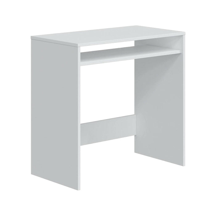 Scrivania Acu, Scrittoio lineare con ripiano fisso, Tavolo da studio o ufficio porta PC, 79x43h78 cm, Bianco