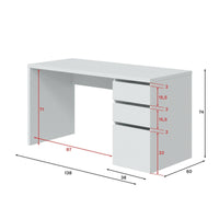 Scrivania Alko, Scrittoio reversibile con 3 cassetti, Tavolo ufficio salvaspazio multiposizione, 138x60h74 cm, Bianco