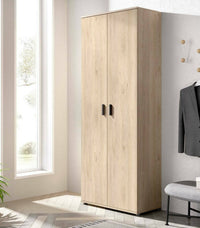 Armadio multiuso Arna, Mobile multifunzione portascope, Guardaroba a 2 ante, 78x35h190 cm, Rovere