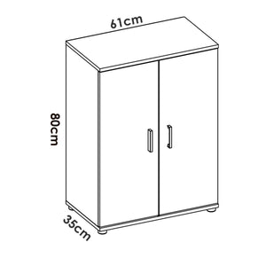 Armadio multiuso Ararat, Mobile multifunzione portascarpe, Armadietto a 2 ante, 61x35h80 cm, Bianco