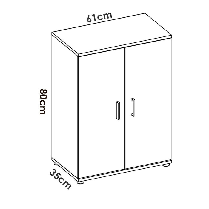 Armadio multiuso Ararat, Mobile multifunzione portascarpe, Armadietto a 2 ante, 61x35h80 cm, Bianco