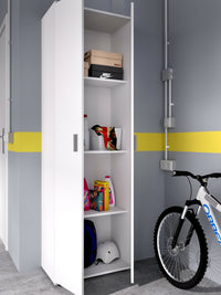 Armadio multiuso Aixam, Mobile multifunzione portascarpe, Guardaroba a 2 ante, 61x35h190 cm, Bianco