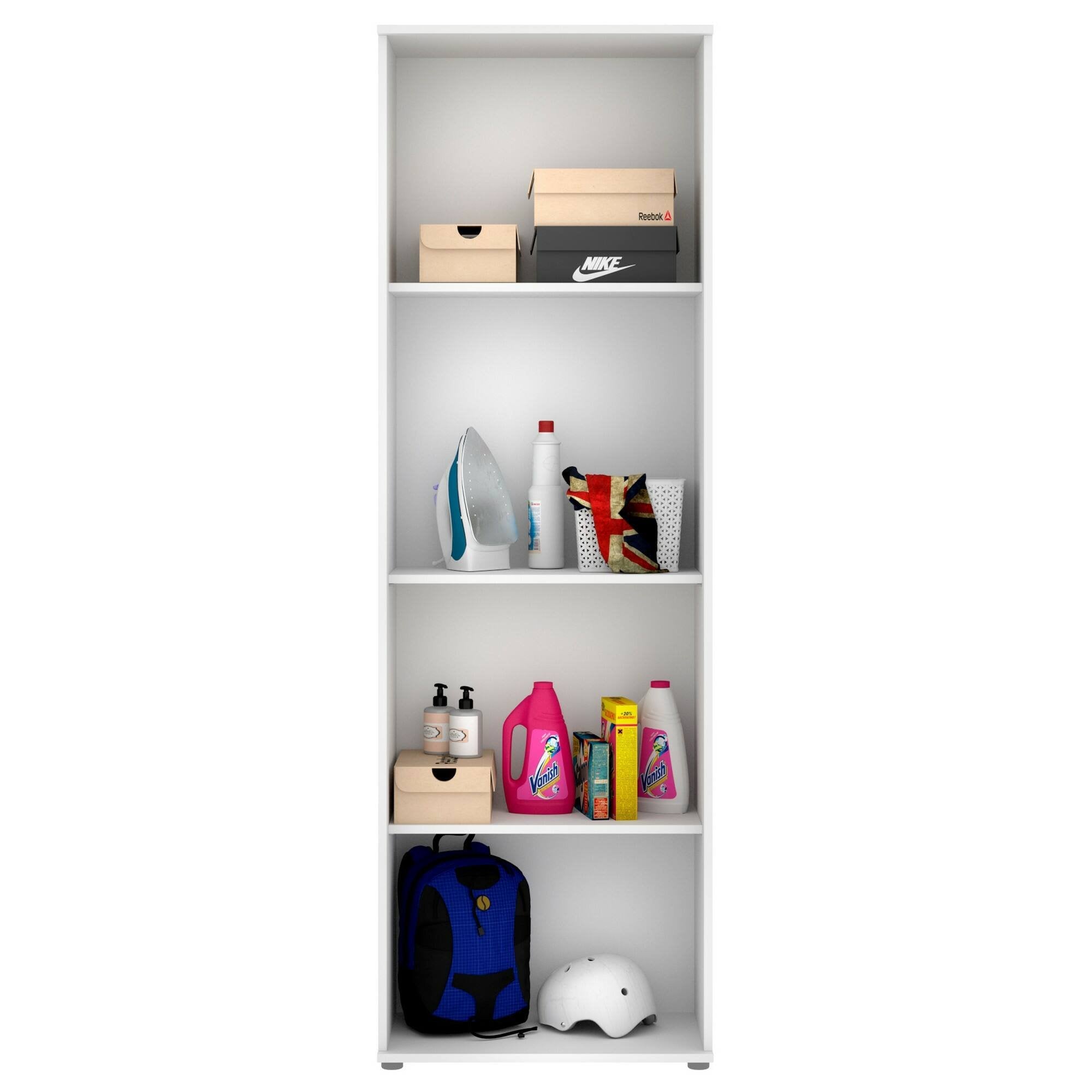 Armadio multiuso Aixam, Mobile multifunzione portascarpe, Guardaroba a 2 ante, 61x35h190 cm, Bianco