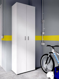 Armadio multiuso Aixam, Mobile multifunzione portascarpe, Guardaroba a 2 ante, 61x35h190 cm, Bianco