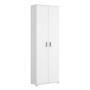 Armadio multiuso Aixam, Mobile multifunzione portascarpe, Guardaroba a 2 ante, 61x35h190 cm, Bianco