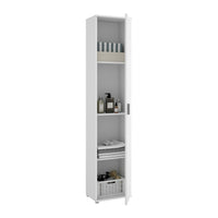 Armadio multiuso Arrow, Mobile multifunzione portascope, Armadio alto multiuso a 1 anta, 39x35h190 cm, Bianco