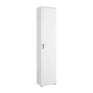 Armadio multiuso Arrow, Mobile multifunzione portascope, Armadio alto multiuso a 1 anta, 39x35h190 cm, Bianco