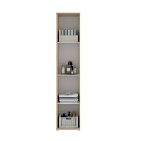 Colonna bagno Arrow, Mobile pensile bagno, Armadio alto multiuso a 1 anta, 39x35h190 cm, Rovere