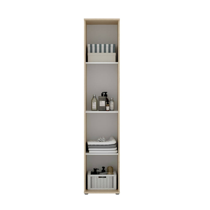 Colonna bagno Arrow, Mobile pensile bagno, Armadio alto multiuso a 1 anta, 39x35h190 cm, Rovere