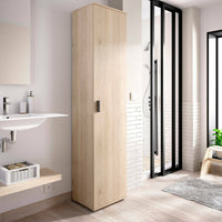 Colonna bagno Arrow, Mobile pensile bagno, Armadio alto multiuso a 1 anta, 39x35h190 cm, Rovere