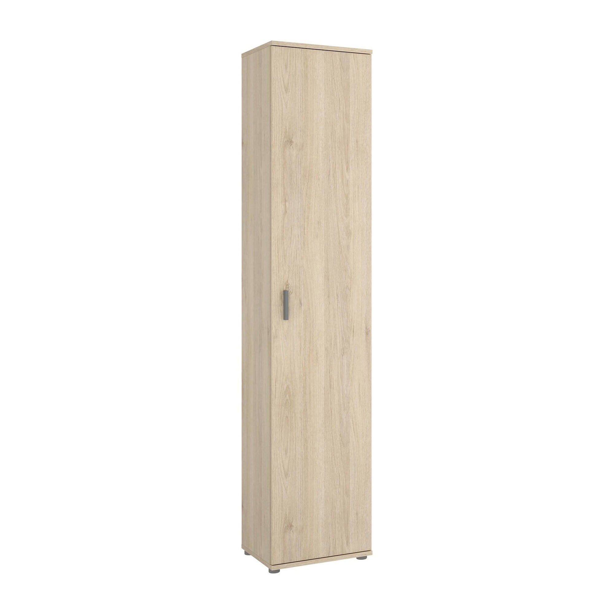 Colonna bagno Arrow, Mobile pensile bagno, Armadio alto multiuso a 1 anta, 39x35h190 cm, Rovere