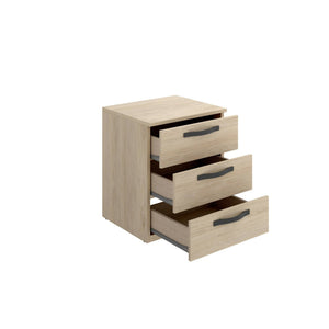 Comodino Dmagri, Tavolino da notte, Comò basso a 3 cassetti, 40x45h53 cm, Rovere