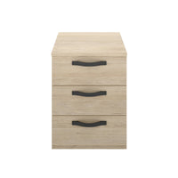 Comodino Dmagri, Tavolino da notte, Comò basso a 3 cassetti, 40x45h53 cm, Rovere