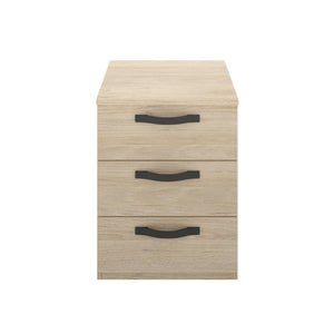 Comodino Dmagri, Tavolino da notte, Comò basso a 3 cassetti, 40x45h53 cm, Rovere