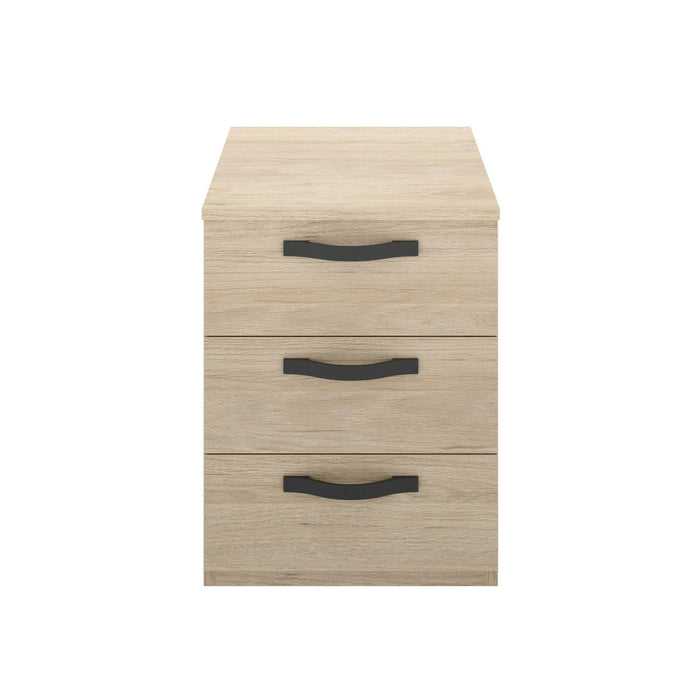 Comodino Dmagri, Tavolino da notte, Comò basso a 3 cassetti, 40x45h53 cm, Rovere