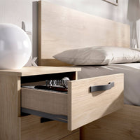 Comodino Dmagri, Tavolino da notte, Comò basso a 3 cassetti, 40x45h53 cm, Rovere