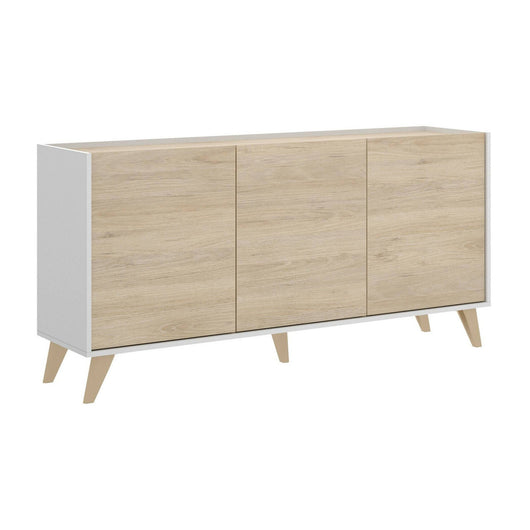 Credenza Afrodite, Buffet da soggiorno, Madia moderna da salotto a 3 ante, 155x43h75 cm, Rovere e Bianco
