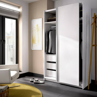 Guardaroba Alaika, Mobile appendiabiti per camera da letto, Armadio a 2 ante scorrevoli, 120x65h204 cm, Bianco