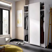 Guardaroba Alaika, Mobile appendiabiti per camera da letto, Armadio a 2 ante scorrevoli, 120x65h204 cm, Bianco