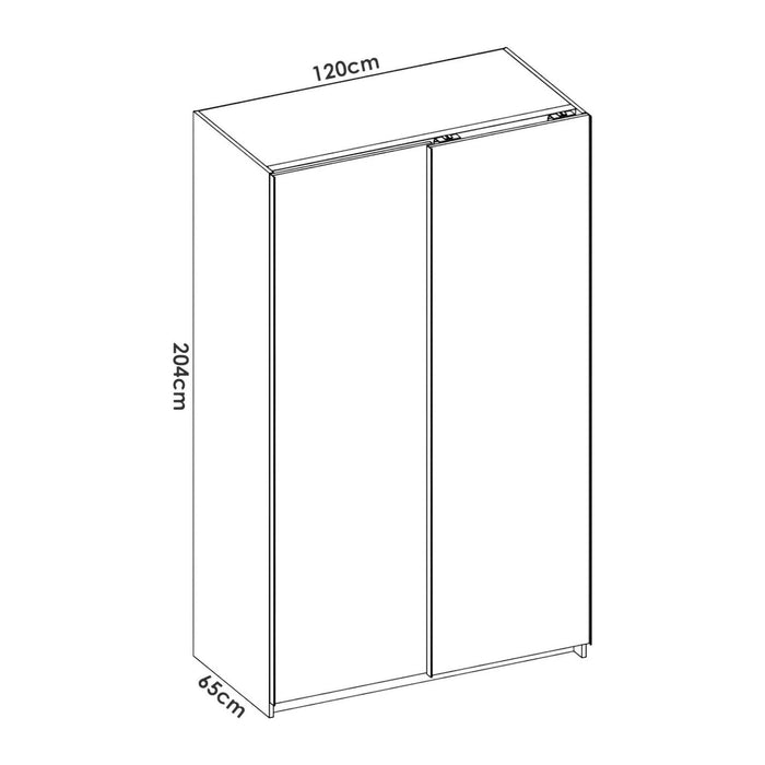 Guardaroba Alaika, Mobile appendiabiti per camera da letto, Armadio a 2 ante scorrevoli, 120x65h204 cm, Bianco