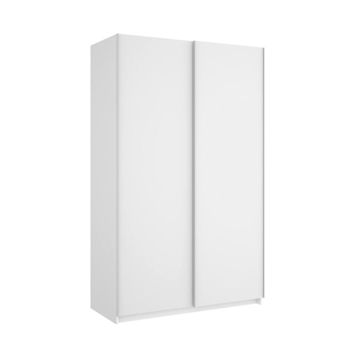 Guardaroba Alaika, Mobile appendiabiti per camera da letto, Armadio a 2 ante scorrevoli, 120x65h204 cm, Bianco