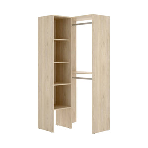 Guardaroba Arpagone, Struttura per cabina armadio angolare, Mobile appendiabiti aperto ad angolo, 79x88h186 cm, Rovere