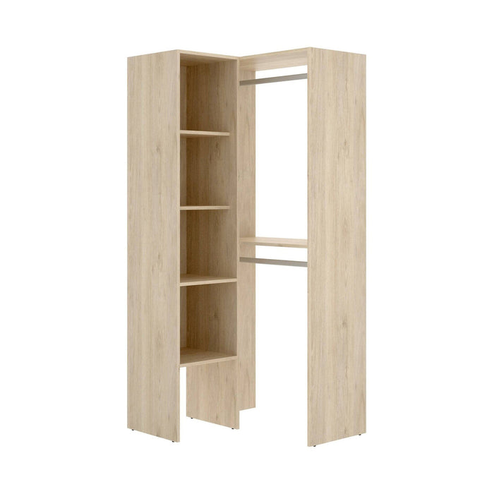 Guardaroba Arpagone, Struttura per cabina armadio angolare, Mobile appendiabiti aperto ad angolo, 79x88h186 cm, Rovere