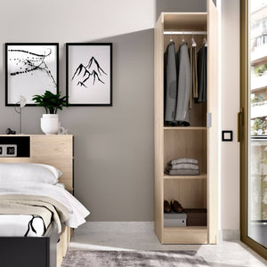 Guardaroba Nxy, Mobile appendiabiti per camera da letto, Armadio a 1 anta singola, 41x52h184 cm, Rovere