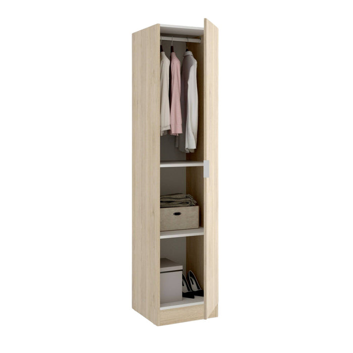 Guardaroba Nxy, Mobile appendiabiti per camera da letto, Armadio a 1 anta singola, 41x52h184 cm, Rovere