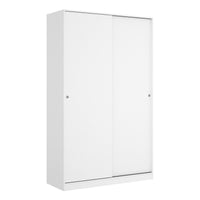 Guardaroba Alyson, Mobile appendiabiti per camera da letto, Armadio a 2 ante scorrevoli, 120x50h204 cm, Bianco