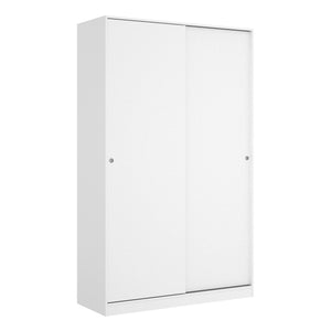 Guardaroba Alyson, Mobile appendiabiti per camera da letto, Armadio a 2 ante scorrevoli, 120x50h204 cm, Bianco