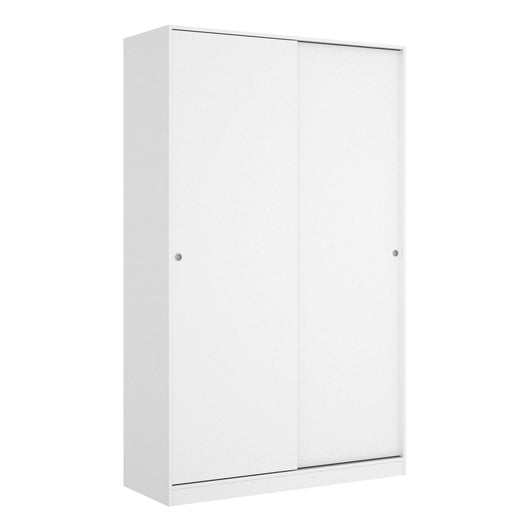 Guardaroba Alyson, Mobile appendiabiti per camera da letto, Armadio a 2 ante scorrevoli, 120x50h204 cm, Bianco