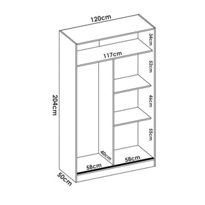 Guardaroba Alyson, Mobile appendiabiti per camera da letto, Armadio a 2 ante scorrevoli, 120x50h204 cm, Rovere