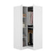 Guardaroba Aser, Mobile angolare per camera da letto, Armadio appendiabiti ad angolo a 2 ante battenti, 91x93h184 cm, Bianco