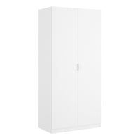 Guardaroba Artu, Mobile appendiabiti per camera da letto, Armadio a 2 ante battenti, 81x52h184 cm, Bianco