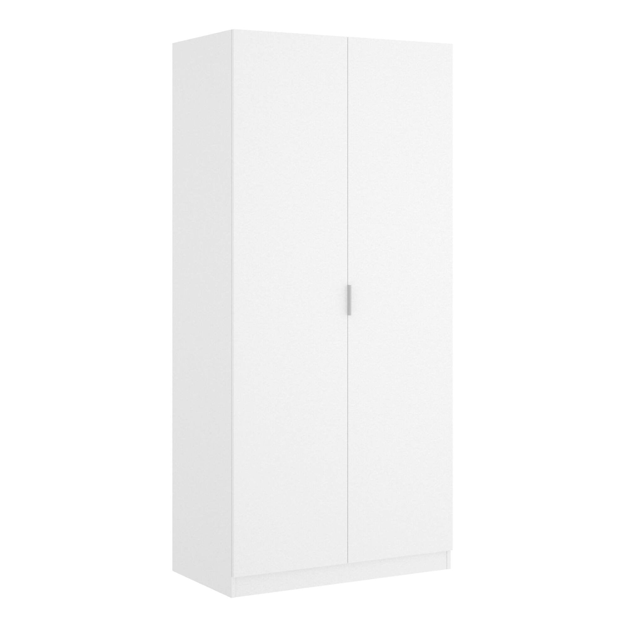 Guardaroba Artu, Mobile appendiabiti per camera da letto, Armadio a 2 ante battenti, 81x52h184 cm, Bianco