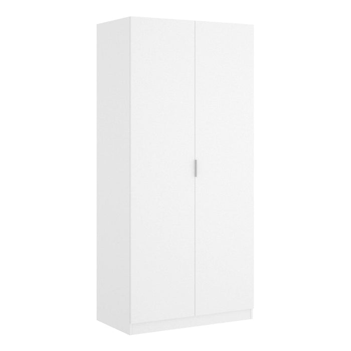 Guardaroba Artu, Mobile appendiabiti per camera da letto, Armadio a 2 ante battenti, 81x52h184 cm, Bianco