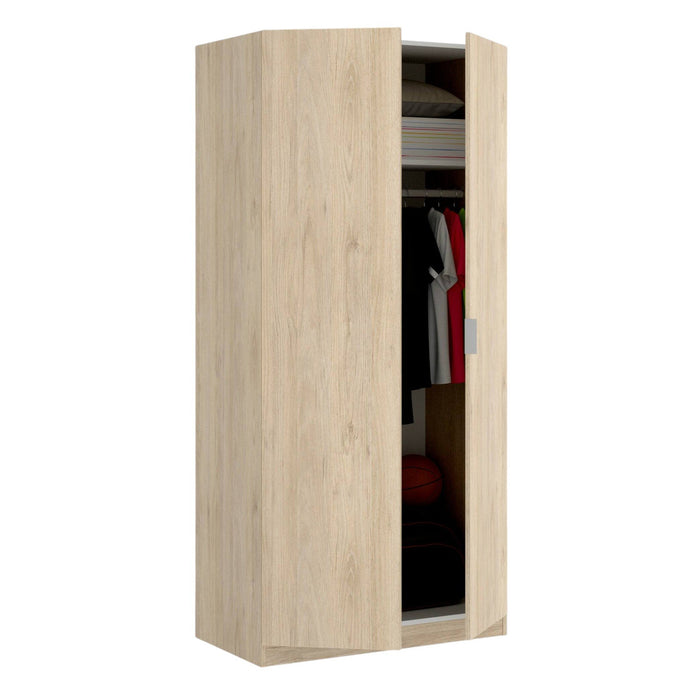 Guardaroba Artu, Mobile appendiabiti per camera da letto, Armadio a 2 ante battenti, 81x52h184 cm, Rovere