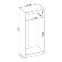 Guardaroba Artu, Mobile appendiabiti per camera da letto, Armadio a 2 ante battenti, 81x52h184 cm, Rovere