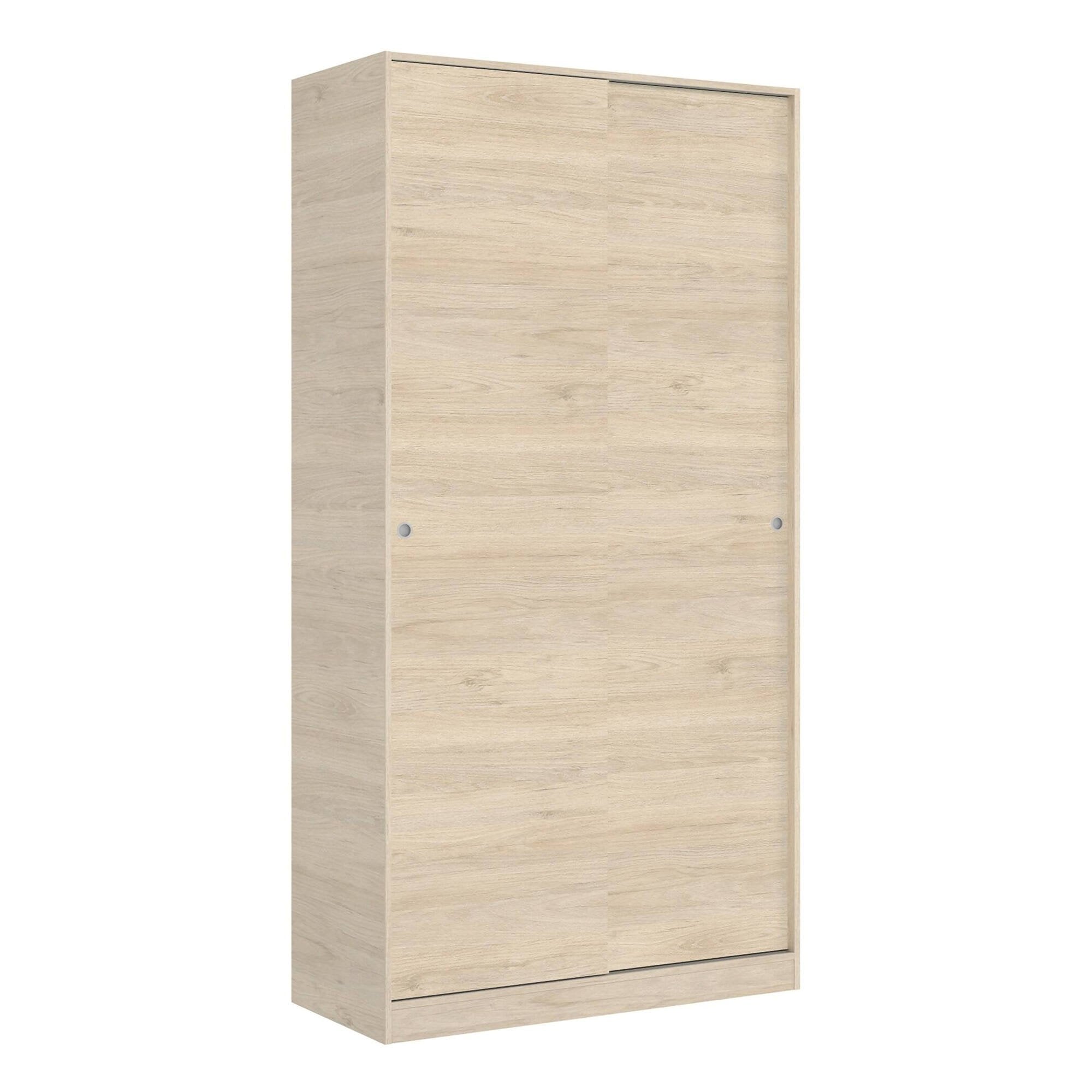 Guardaroba Abigale, Mobile appendiabiti per camera da letto, Armadio con 2 ante scorrevoli, 100x50h204 cm, Rovere