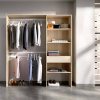 Guardaroba Fauno, Struttura per cabina armadio, Mobile appendiabiti aperto, 160x40h187 cm, Rovere