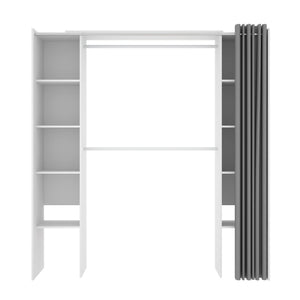 Guardaroba Acron, Struttura per cabina armadio, Mobile appendiabiti aperto, 180x50h205 cm, Bianco e Grigio