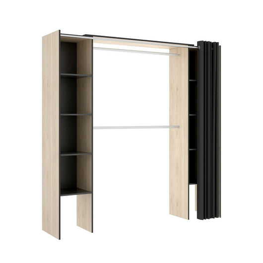 Guardaroba Acron, Struttura per cabina armadio, Mobile appendiabiti aperto allungabile, 180x50h205 cm, Rovere e Grigio