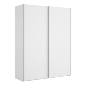 Guardaroba Anda, Mobile appendiabiti per camera da letto, Armadio a 2 ante scorrevoli, 150x65h204 cm, Bianco