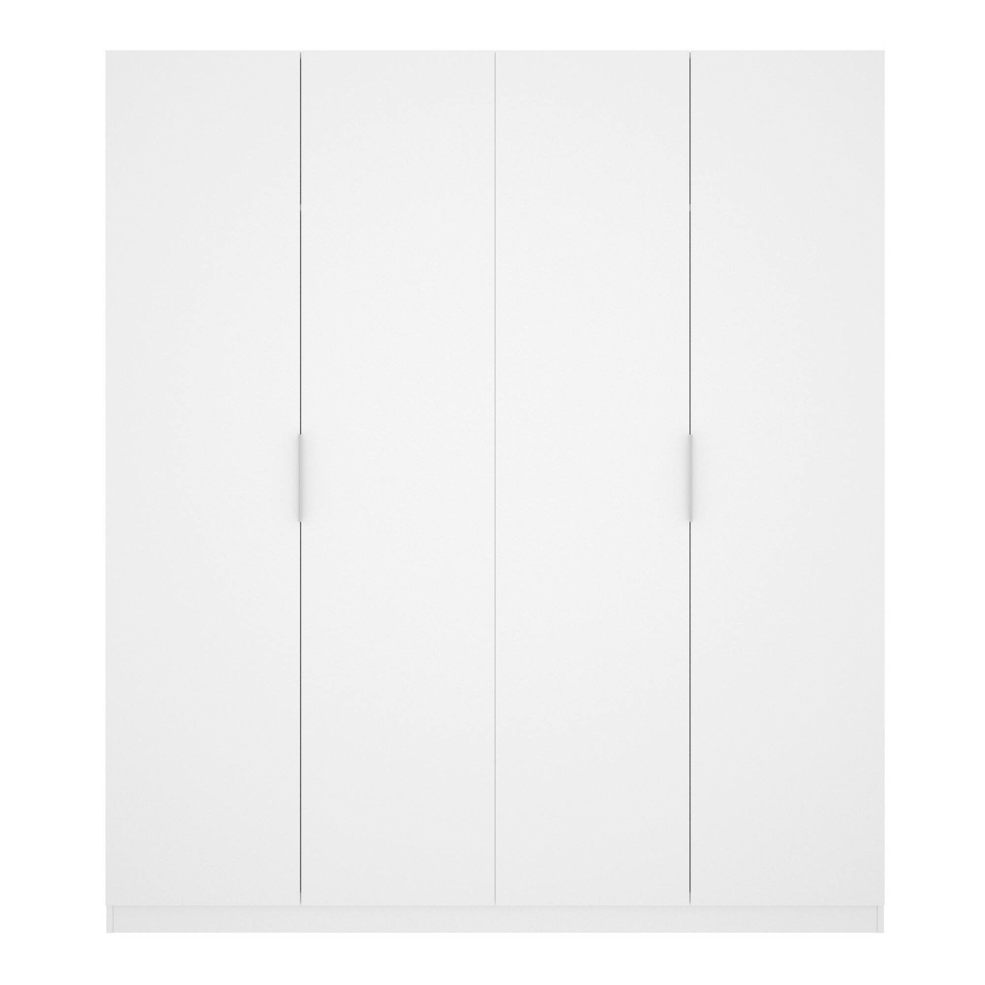 Guardaroba Iuventas, Mobile appendiabiti per camera da letto, Armadio a 4 ante battenti, 180x52h204 cm, Bianco