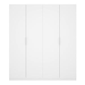 Guardaroba Iuventas, Mobile appendiabiti per camera da letto, Armadio a 4 ante battenti, 180x52h204 cm, Bianco