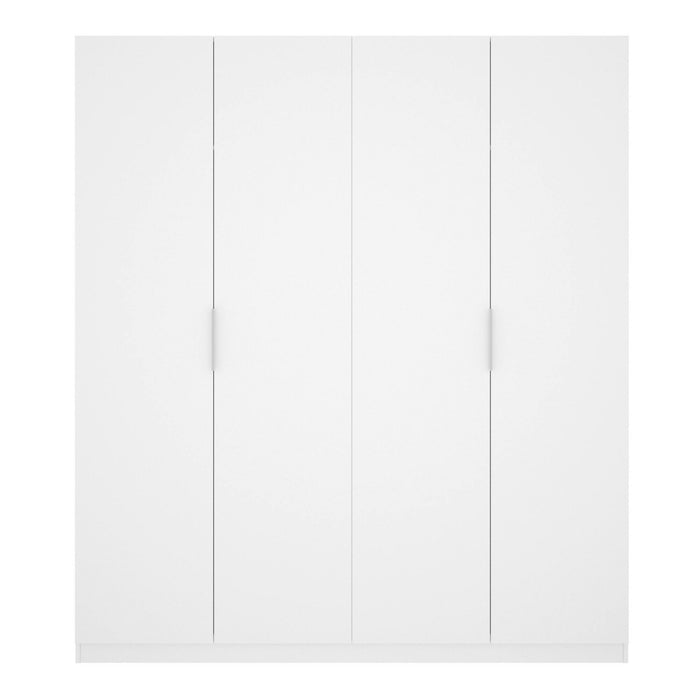 Guardaroba Iuventas, Mobile appendiabiti per camera da letto, Armadio a 4 ante battenti, 180x52h204 cm, Bianco