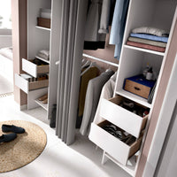 Guardaroba Era, Struttura per cabina armadio, Mobile appendiabiti aperto, 180x50h205 cm, Bianco e Grigio