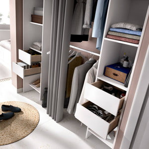 Guardaroba Era, Struttura per cabina armadio, Mobile appendiabiti aperto, 180x50h205 cm, Bianco e Grigio