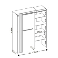Guardaroba Arim, Struttura per cabina armadio, Mobile appendiabiti aperto, 160x50h205 cm, Bianco e Grigio